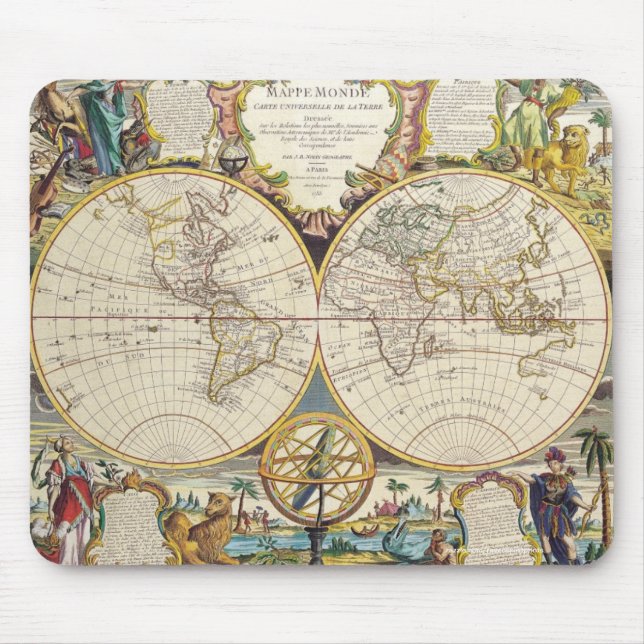 Mousepad Vintage Old World Map History-lover Design (Frente)