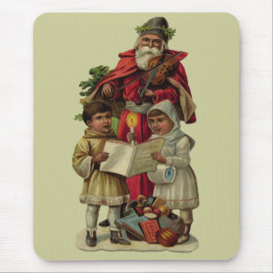 Mousepad Vintage Papais noeis Cantando Música de Natal