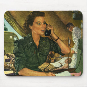 Mousepad Vintage Patriótico, Enfermeira Médica ao Telefone