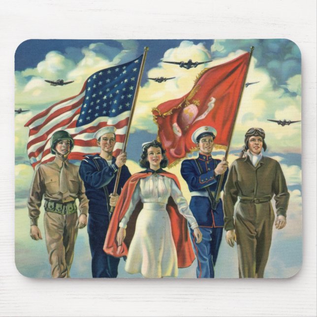 Mousepad Vintage Patriótico, Orgulho de Heros Militares (Frente)