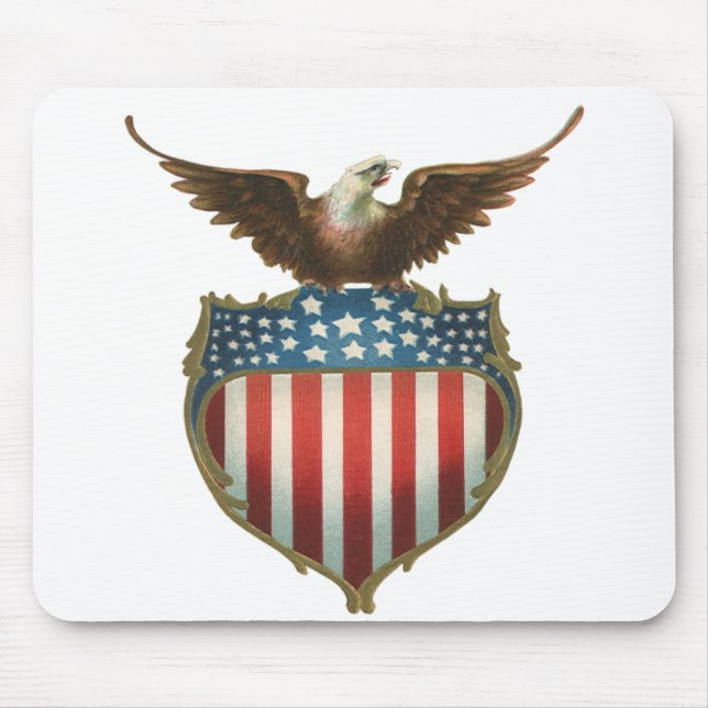 Mousepad Vintage Patriotismo, Águia Orgulhosa sobre Bandeir (Frente)