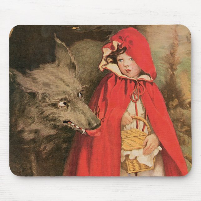 Mousepad Vintage Pequeno Chapeuzinho Vermelho e Grande Lobo (Frente)