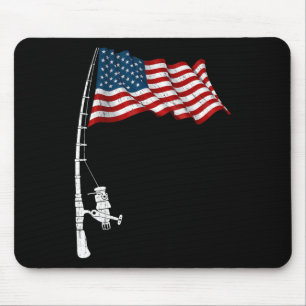 Mousepad Vintage Pesca Rod American Flag Funny 4t