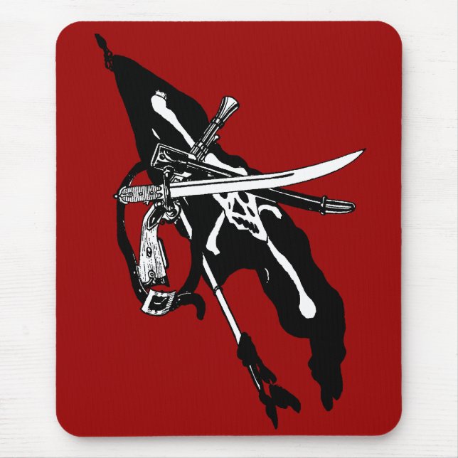 Mousepad Vintage Pirates Flag, Jolly Roger Skull Crossbones (Frente)