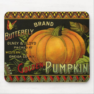 Mousepad Vintage pode rotular arte, borboletas de abóbora v