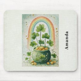 Mousepad Vintage Pot of Gold and Rainbow