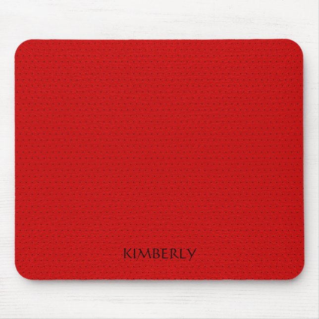 Mousepad Vintage Red Faux Leather 2, Monogramas Elegante (Frente)