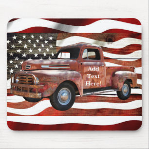 Mousepad Vintage Red Truck American Flag