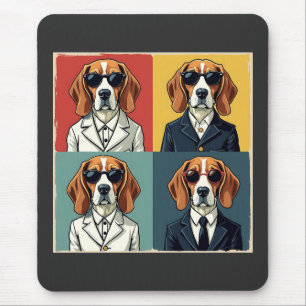 Mousepad Vintage Rerto Beagle Dog 70s Estilo Óculos de sol