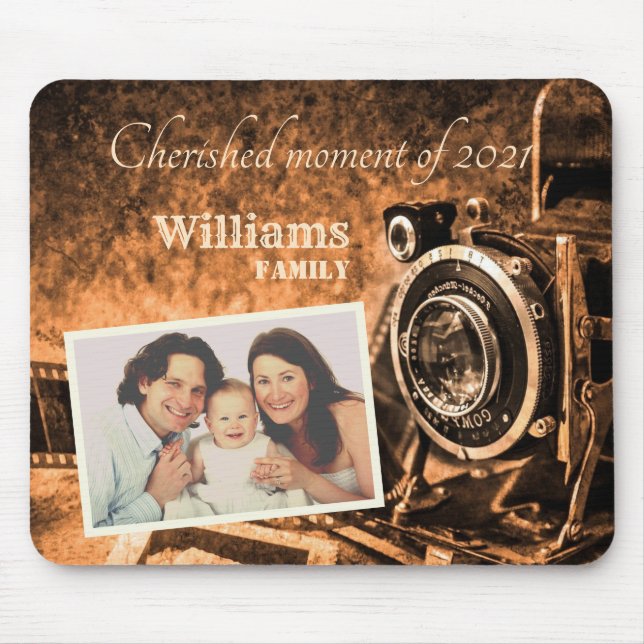 Mousepad Vintage retro clássica câmera rusticidade família  (Frente)