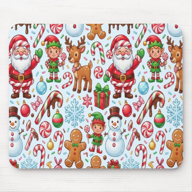 Mousepad Vintage Retro Red Candy Cane Wonderland Christmas (Frente)