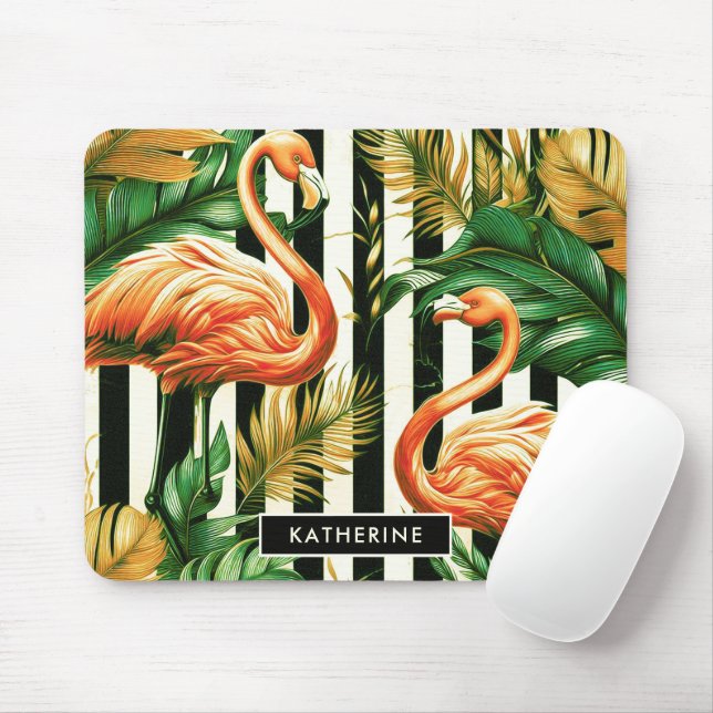 Mousepad Vintage Retro Stripes Flamingo (Com mouse)