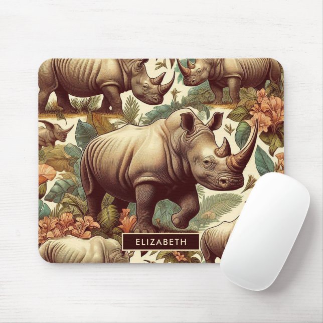 Mousepad Vintage Rhino Seamless (Com mouse)