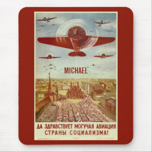 Mousepad Vintage Russo monograma personalizado de aviação
