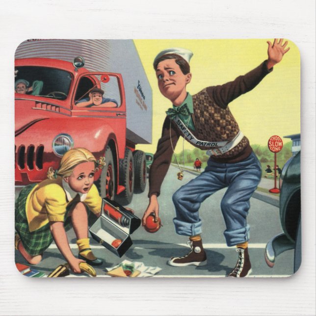 Mousepad Vintage Safety Patrol Cruzando Guarda Ajudando Gar (Frente)
