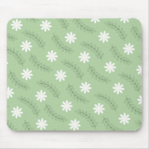 Mousepad Vintage Sage Green Floral Tropical Flower Patterno