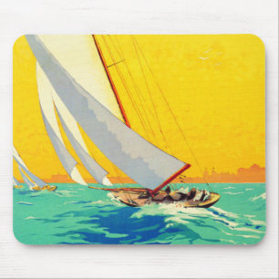 Mousepad Vintage Sail Boats Viagem francês