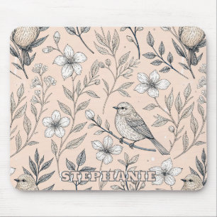Mousepad Vintage Sakura Cherry Blossom & Bird Aestética 3