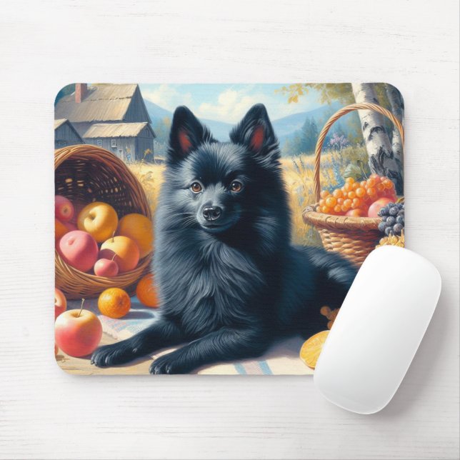 Mousepad Vintage Schipperke Puppy Painting (Com mouse)