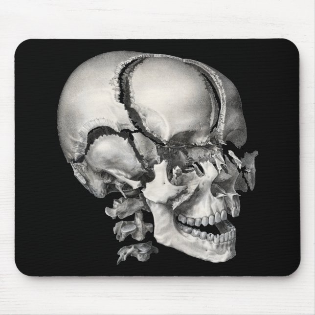 Mousepad Vintage Science Anatomia Humana, Crânio Antiquado (Frente)