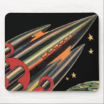 Mousepad Vintage Science Fiction Roket Ship by Space Stars<br><div class="desc">Ilustração de safra futurista e imagem de ficção científica de planetas. Um clássico design de ficção científica em quadrinhos retrô,  do futuro,  com um viagem e um foguete de transporte viajando pelo espaço através das estrelas e da lua no caminho de volta à Terra.</div>