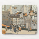 Mousepad Vintage Science Fiction Urban Paris, Steam Punk<br><div class="desc">Ilustração vítrea Vintage punk vapor vitoriano Science Fiction viagem futurista e metrópole de transporte. A cidade de Paris,  a França,  no futuro,  com aviões de dimensão pessoal em vez de carros e a estação de metro Gare du Nord.</div>