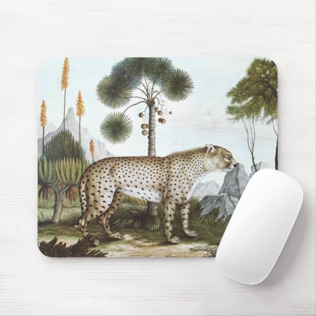 Mousepad Vintage selgle cheetah, antigo livro tropical (Com mouse)