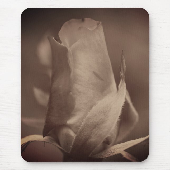Mousepad Vintage Sepia Rosebud Flower (Frente)