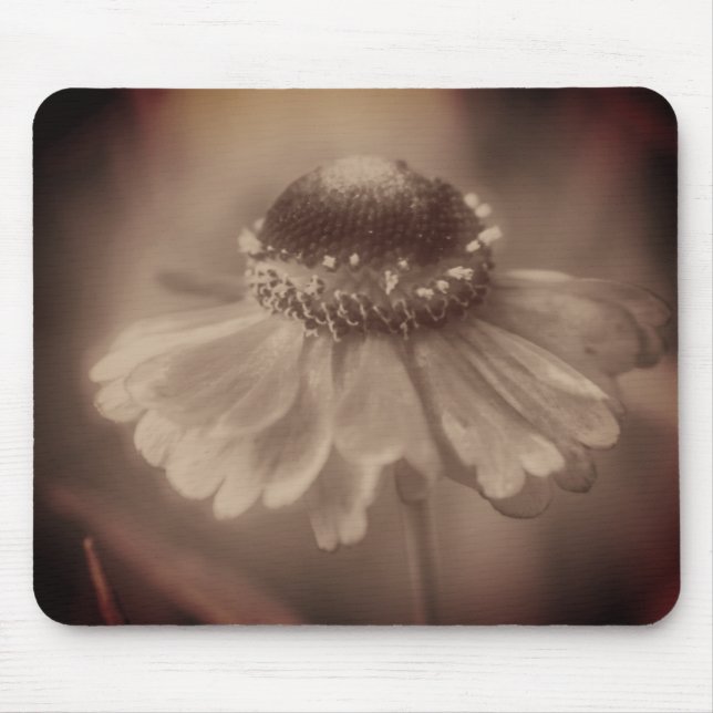 Mousepad Vintage Sepia Zinnia Flor (Frente)