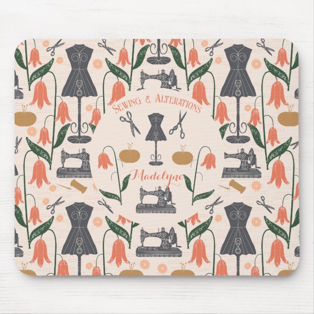 Mousepad Vintage Sewing Machine Seamstress Tailor (Frente)