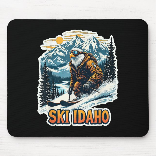 Mousepad Vintage Skiing Eagle Design, Ski Idaho (Frente)