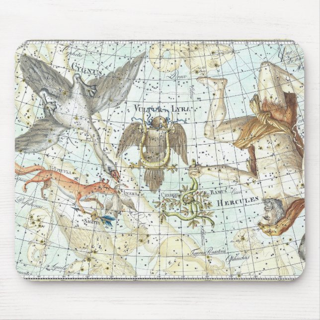 Mousepad Vintage Sky Map Constelação de Hércules (Frente)