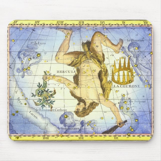Mousepad Vintage Sky Map Constelação de Hércules (Frente)