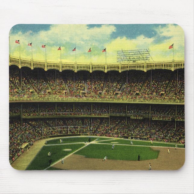 Mousepad Vintage Sports Baseball Stadium com multidões (Frente)
