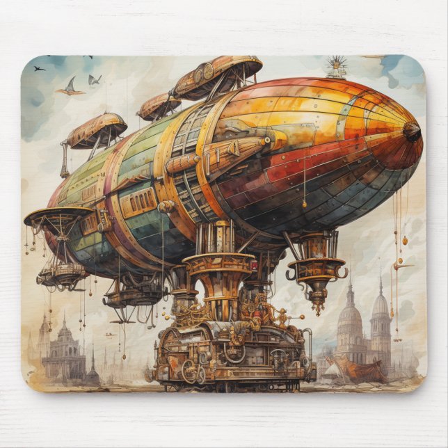 Mousepad Vintage Steampunk Zeppelin (1) (Frente)
