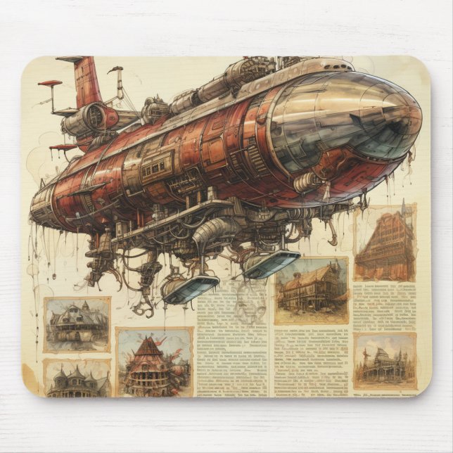 Mousepad Vintage Steampunk Zeppelin (11) (Frente)