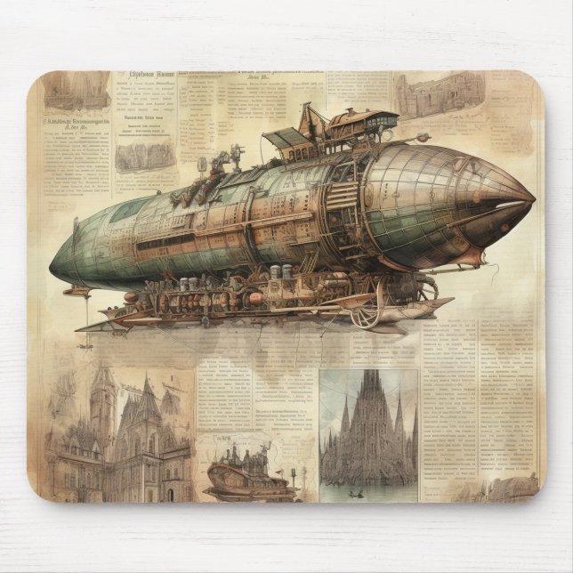 Mousepad Vintage Steampunk Zeppelin (5) (Frente)
