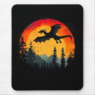 Mousepad Vintage Sunset Forest Dragon