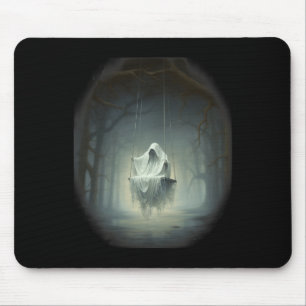 Mousepad Vintage Swamp Ghost On The Swing In Forest Hallowe