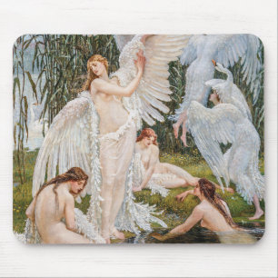 Mousepad Vintage Swan Girls por W. Crane