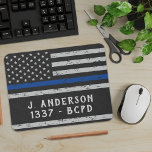 Mousepad Vintage Thin Blue Line Personalized Police Officer<br><div class="desc">Introducing our Police Officer Supplies collection, designed specifically for law enforcement officers and departments across the country. We proudly carry a variety of items, adorned with the Thin Blue Line Flag and the American Flag, to showcase your dedication to serving and protecting your community. Our vintage-inspired products, made with faux...</div>