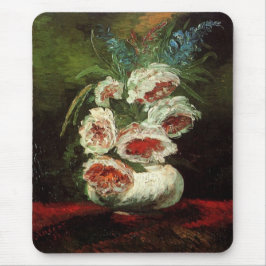 Mousepad Vintage Vase com Peonies, Vincent van Gogh.