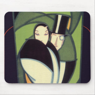 Mousepad Vintage Vegetable Topper Label, Art Deco Romance