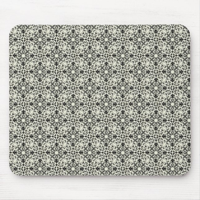 Mousepad Vintage Vibrance Damask, Cinza (Frente)