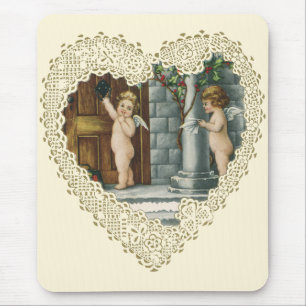 Mousepad Vintage Victorian Dia de os namorados, Angel w Let