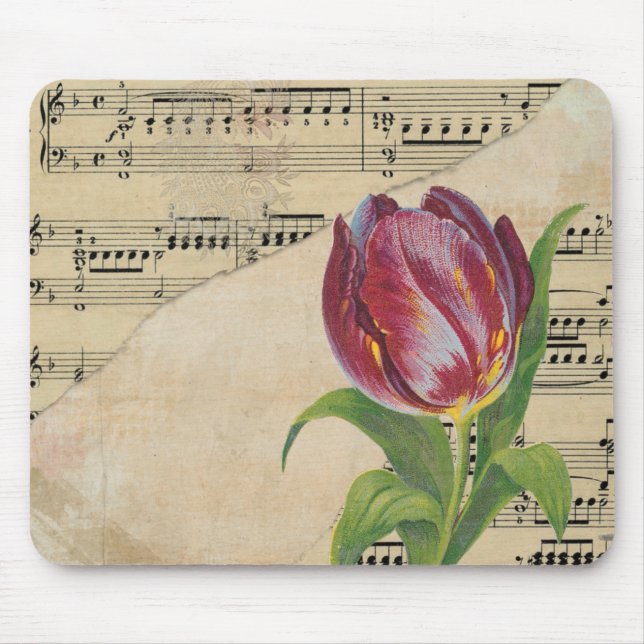 Mousepad Vintage Victorian Music Romance Tulips (Frente)