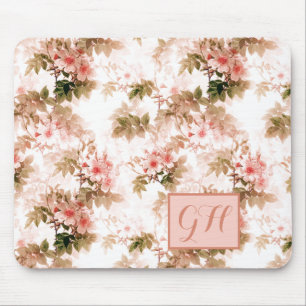 Mousepad Vintage Victorian Pink Floral Elegante Chic Patter