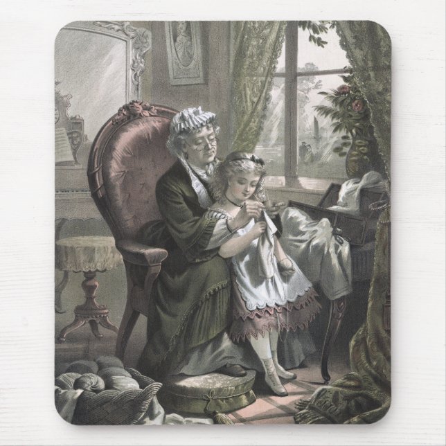 Mousepad Vintage vovó lecionando kitting to netinha (Frente)