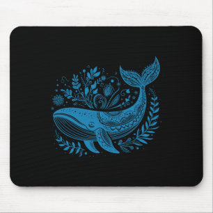 Mousepad Vintage Whale Floral 90s Marine Biology Animal Sci