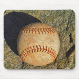 Mousepad Vintage White Baseball Red Stitching